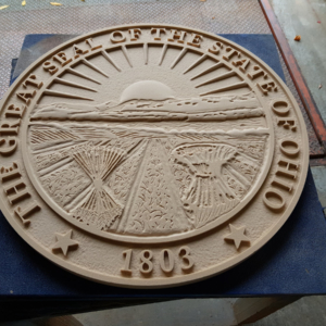 Router engraved and hand carved signfoam crest