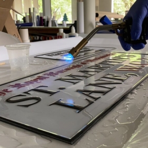 Clear epoxy sign